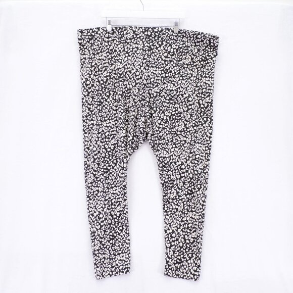 Old Navy 4X Cream Black Floral Leggings Cotton Spandex High Rise 48 / 28 - Picture 1 of 3